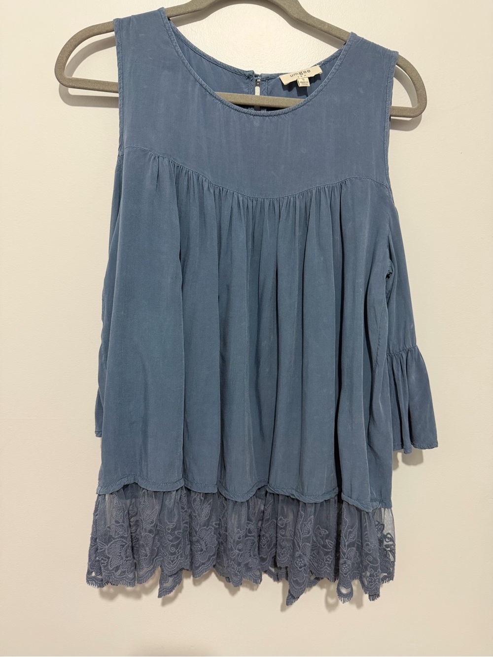 Umgee Soft Blue Ruffle Tunic